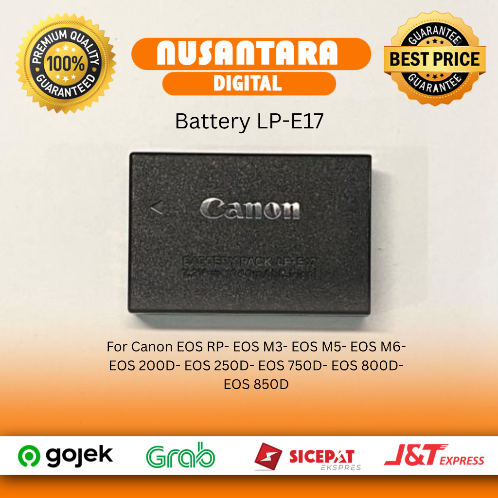 Baterai Battery LP E17 for Canon EOS M3 M5 M6 77D 200D 250d 750D 760D 800D ORI Second