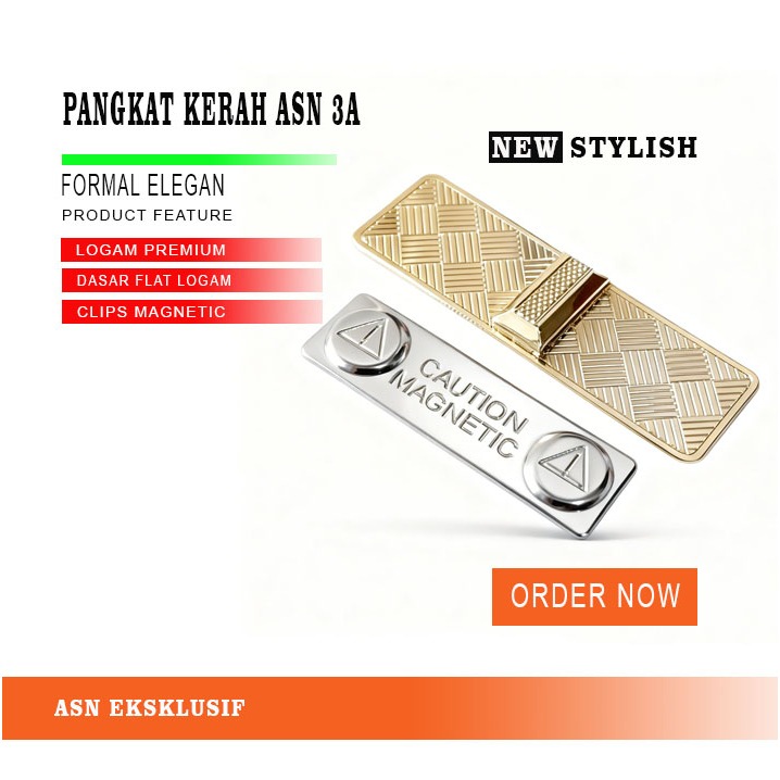 Pangkat Kerah ASN Logam Premium | Pin Pangkat PNS Gol 3A,3B,3C