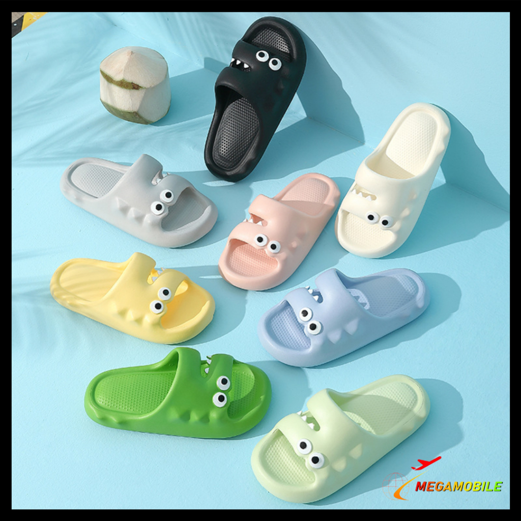 MM Sandal Selop Unisex Cute Crocodile 6849 Sendal Rumahan Cewek Cowok Motif Buaya Bahan Karet Tebal 