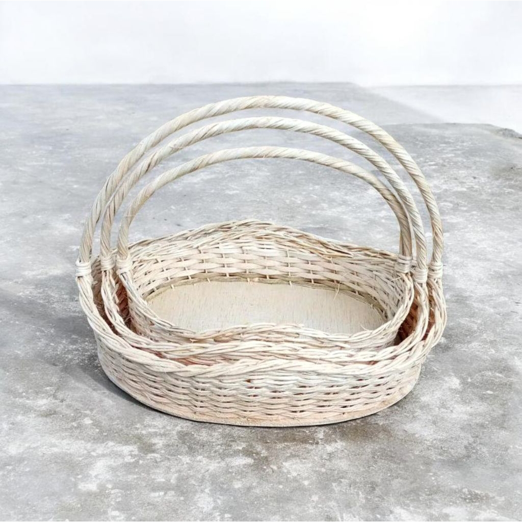 Keranjang rotan kiring 3set , Keranjang parcel, keranjang hantaran seserahan