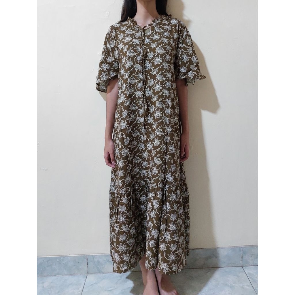 DASTER DRESS RAYON PREMIUM NYAMAN (DARK OLIVE)