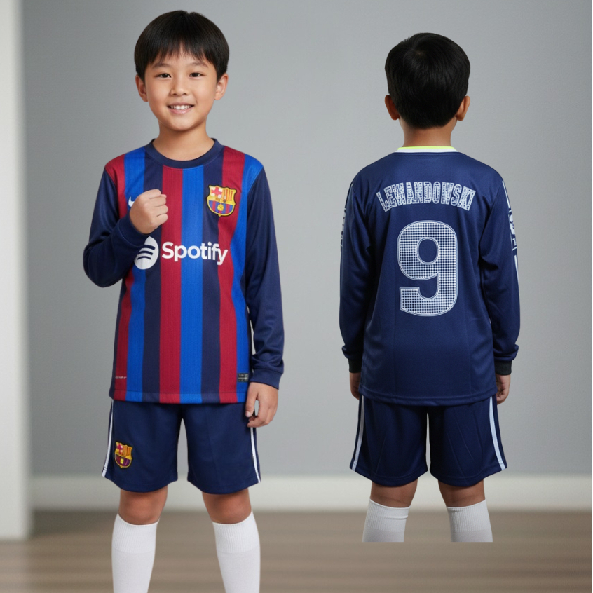 baju bola kiper barcelona setelan baju bola anak lengan panjang/baju kiper barcah