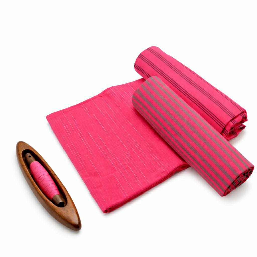 Lurik Gerimis Pink Bhayangkari / Kain Tenun Lurik Pink Cerah