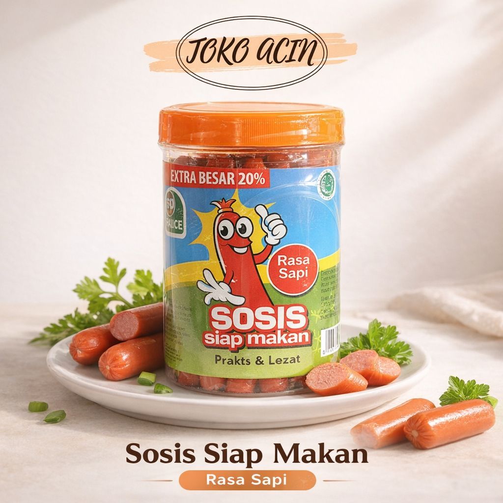 TokoAcinn| Sosis Siap Makan Rasa Sapi Toples Extra Besar 20% | Snack Sosis Praktis Enak | Cocok Beka