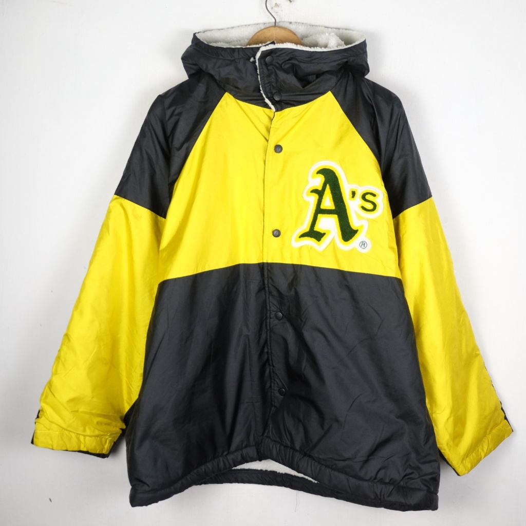 JAKET VINTAGE SUPERSTAR X MLB OAKLAND ATHLETICS BASEBALL WINTER SHERPA PARKA JK288 SIZE XL