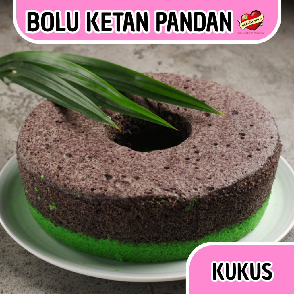 Bolu Ketan Hitam Pandan Kukus Kombinasi (Ketan Item Pandan) Uk 20cm