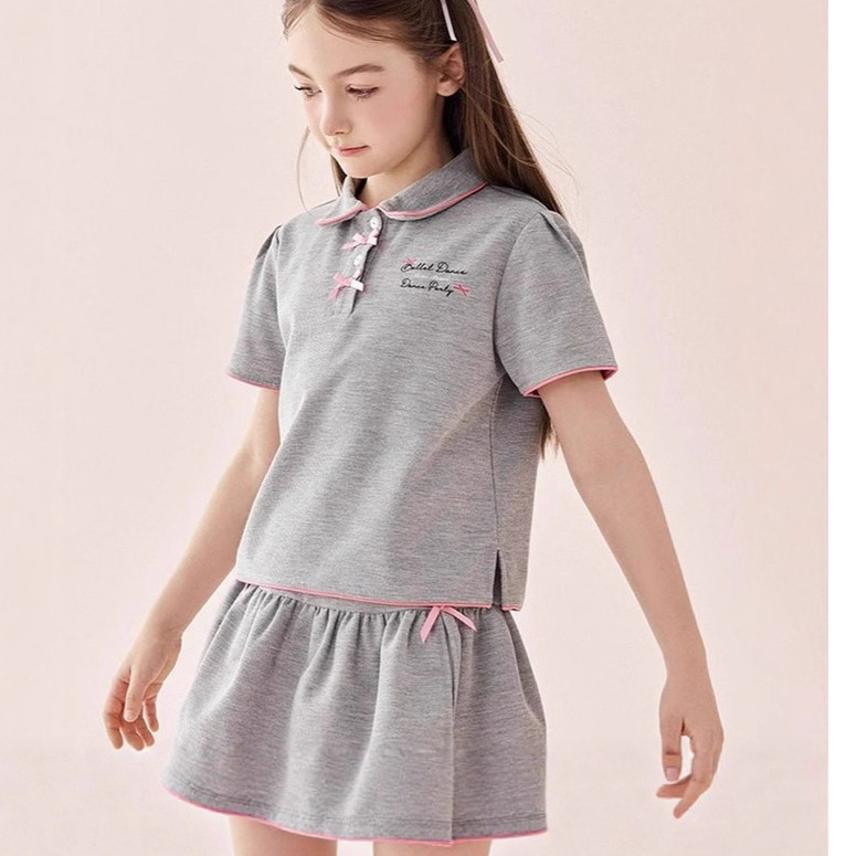 Mentari Kecil Rok lengan pendek sporty trendi ala Korea dengan pita.