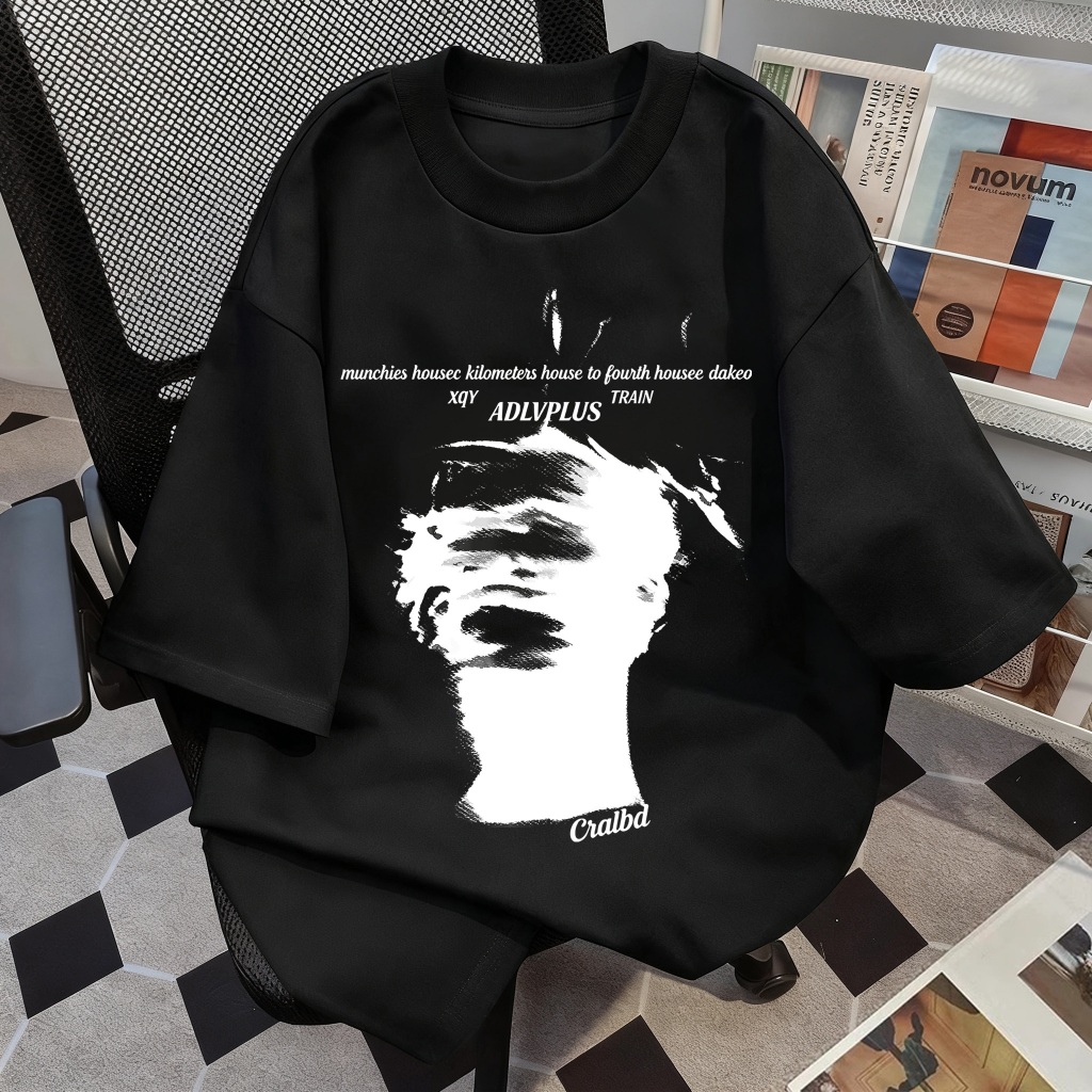 baju kaos boxy pria oversize t-shirt streetwear Hip Hop Style