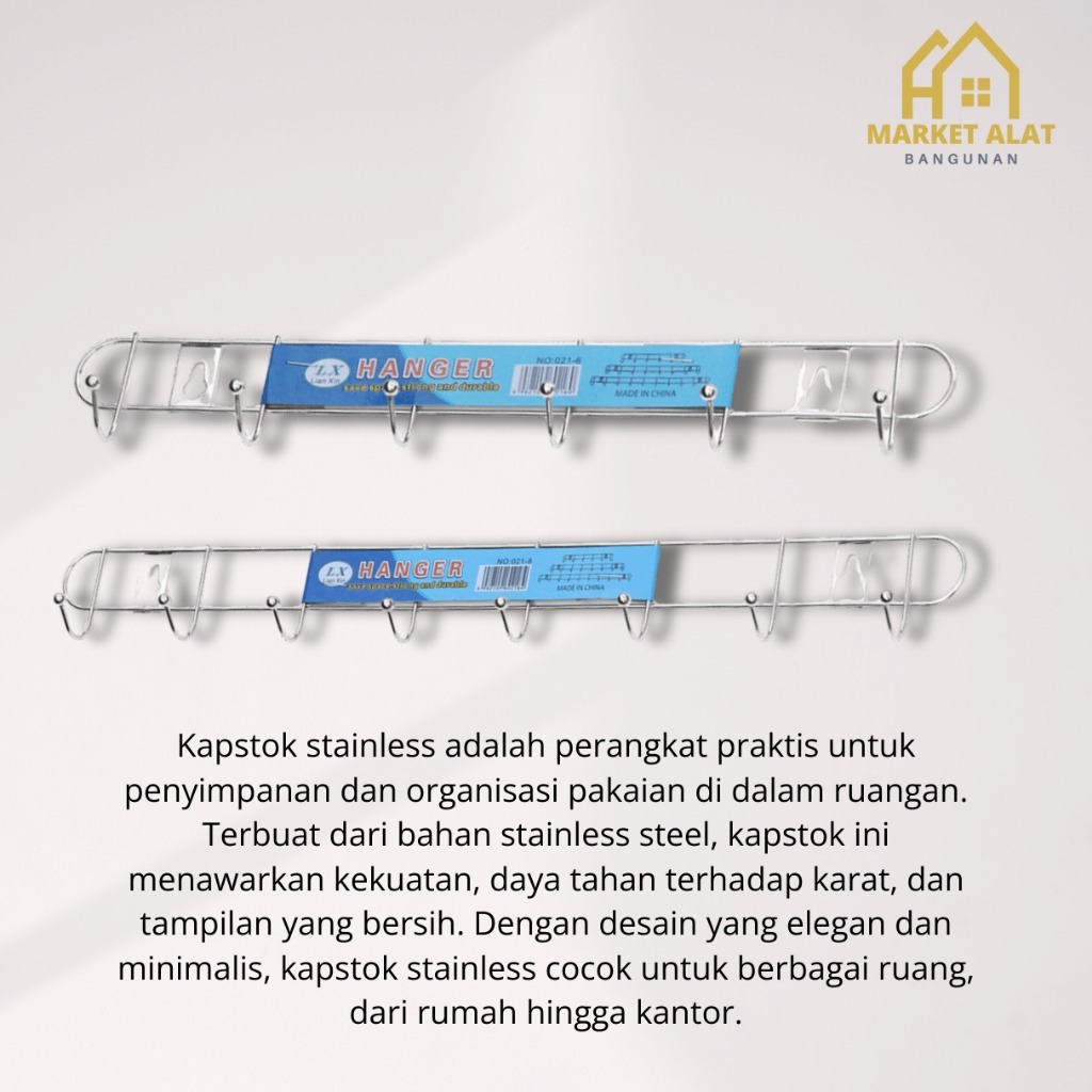 Gantungan Baju Pintu Kapstok Stainless 6 Kait
