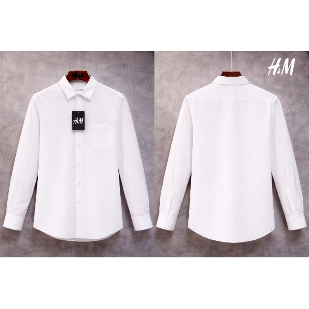 Kemeja Putih Lengan Panjang Pria / Kemeja Polos Lengan Panjang Pria H&M / Kemeja Kasual Lengan Panja
