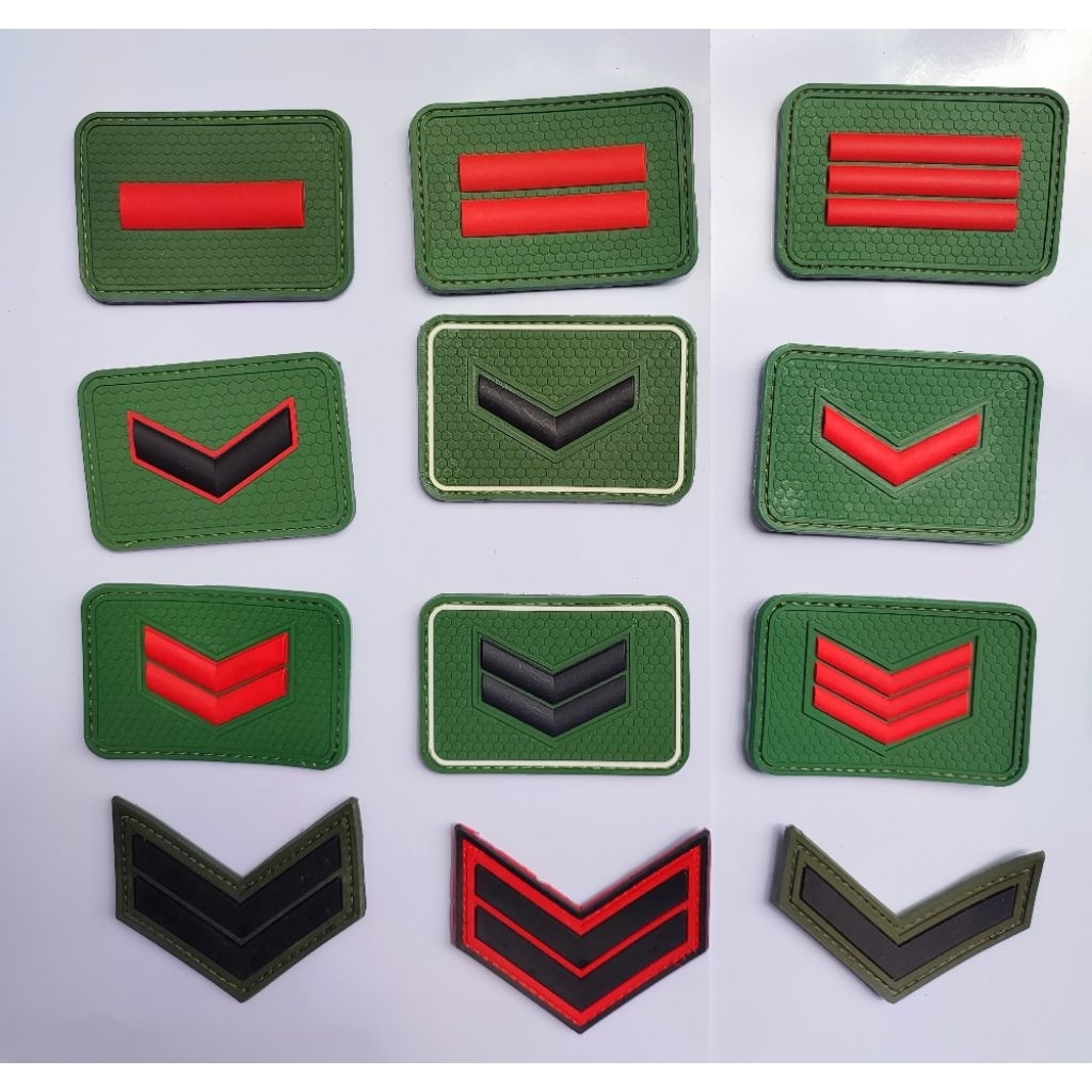 pangkat TNI AD  patch rubber tempelan karet velcro/perekat kretekan karet