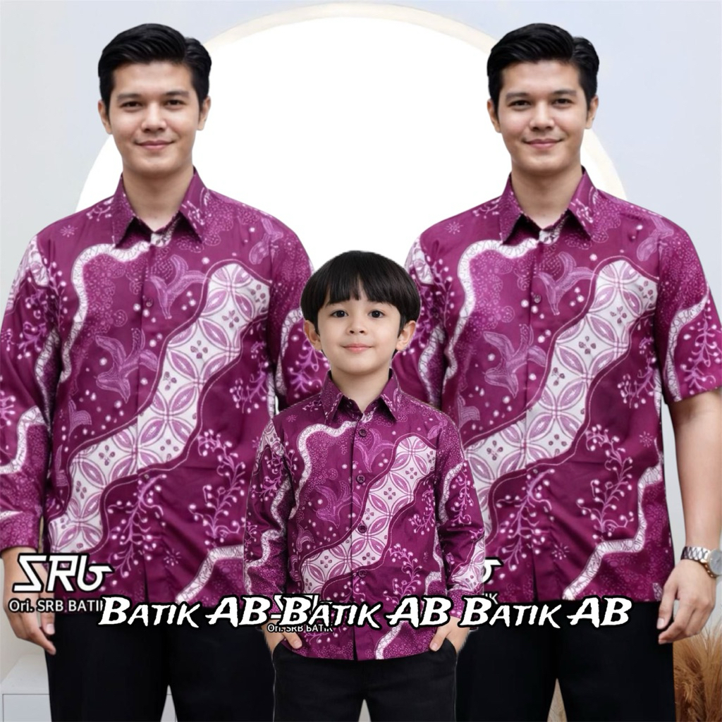 Terbaru Batik Couple-Kemeja Batik Ayah Couple Batik Anak Batik Piramid Sage Batik Pria Modern Warna 