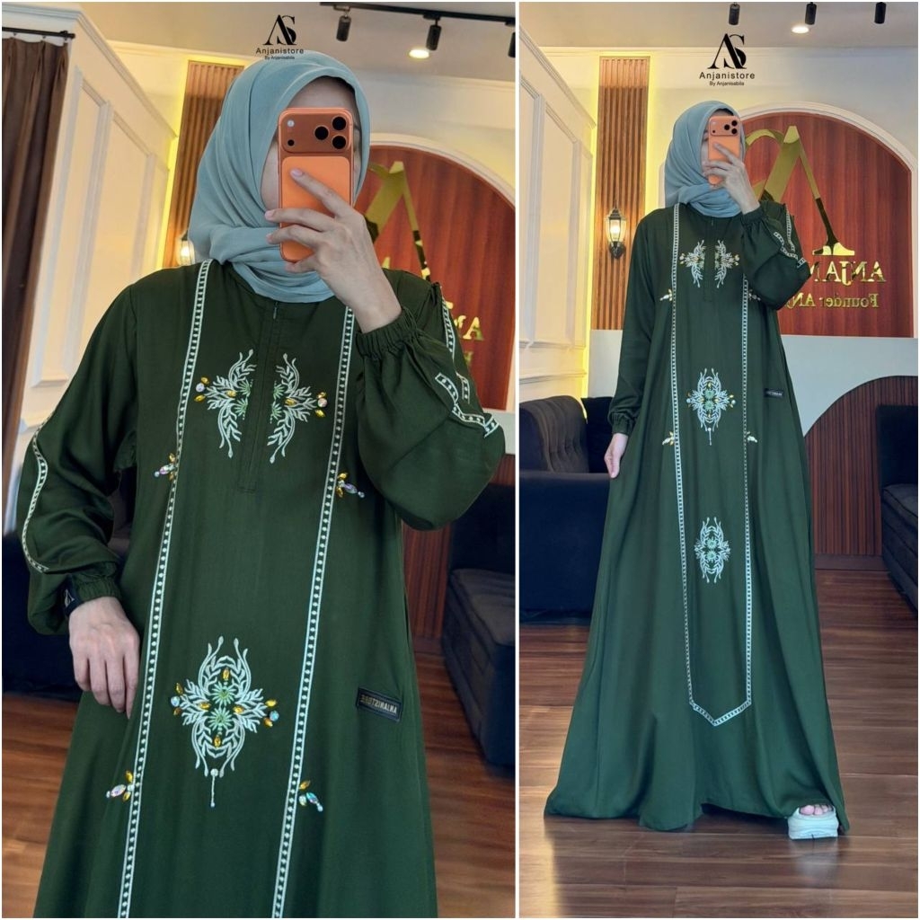 Dress Anjani Store Bordir Payet Mix Twill Uniqlo