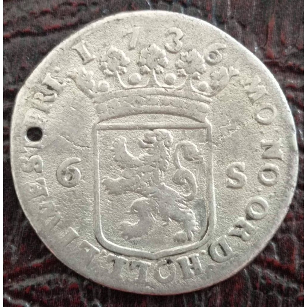 Koin Perak 6 Stuiver 1736 Dutch Republic