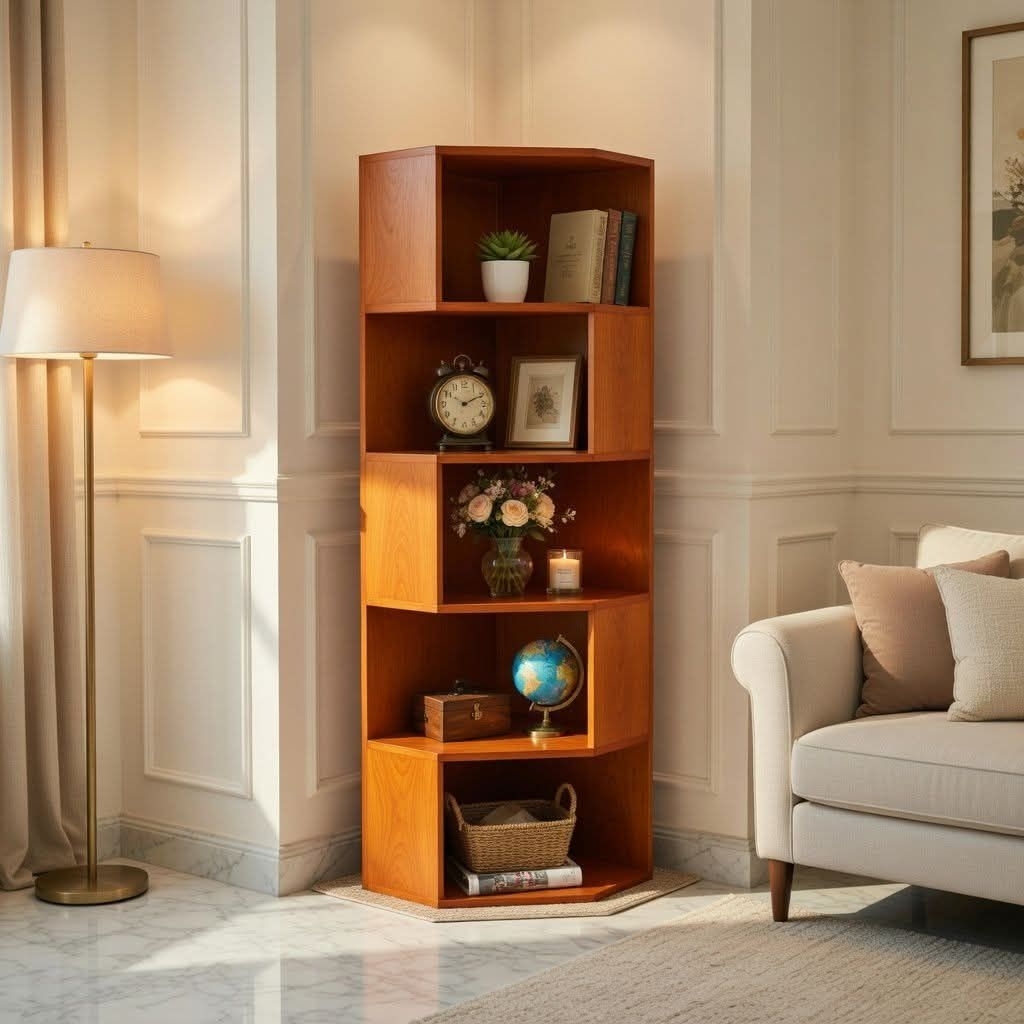 Rak sudut minimalis kayu jati