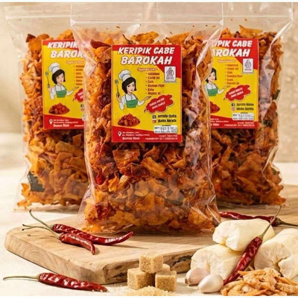 KERUPUK CABE BAROKAH DUMAI (Keripik Ubi Singkong Pedas Manis) Free Paking Dus
