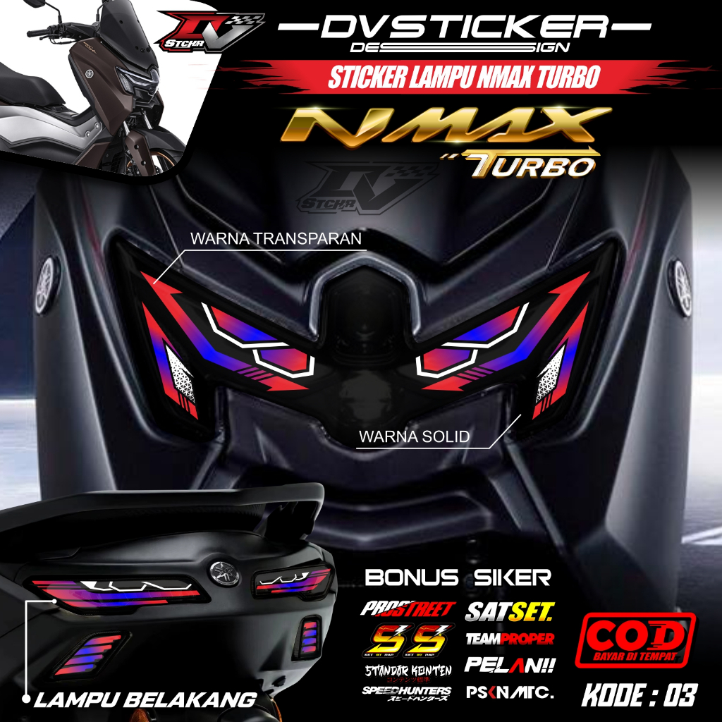 Stiker Lampu Alis MOTOR NMAX TURBO NEO 2024 2025 - Sticker Variasi Lampu NMAX Neo S TRANSPARAN UV