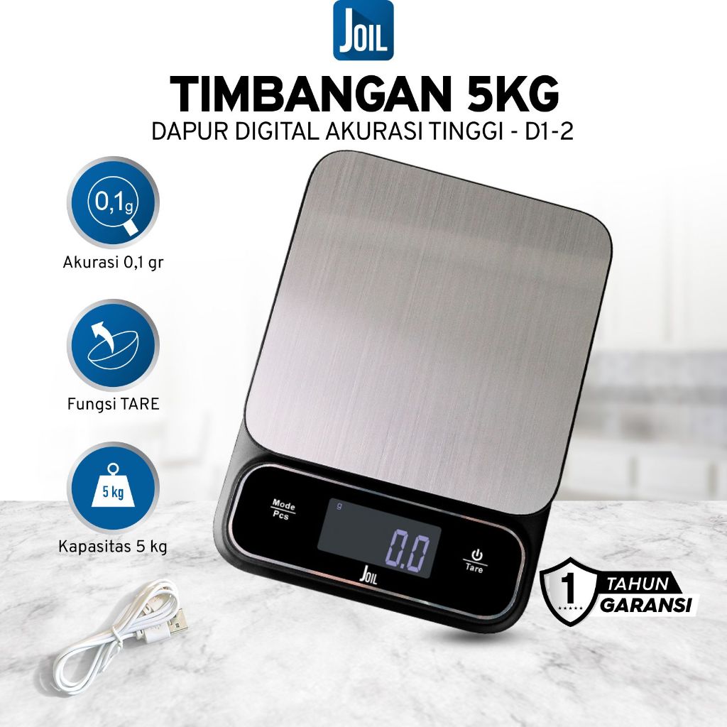 Joil Timbangan Dapur Digital 0.1gr/5Kg Chargeable - D1