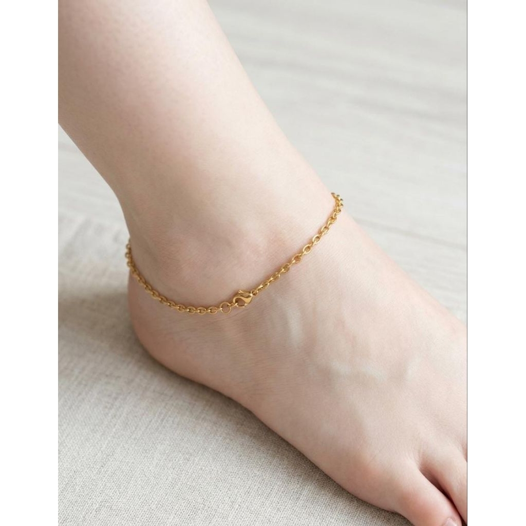 Gelang Kaki Titanium Anti Karat Lapisan Emas