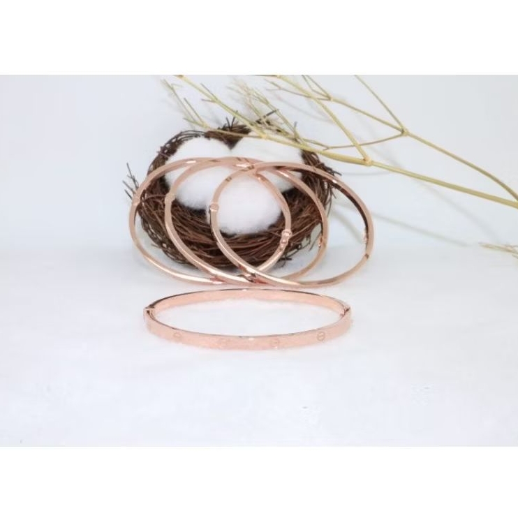 Bangle Gelang Hits tipis Ukir YT Utama Putra 17k 750 Rosegold whitegold