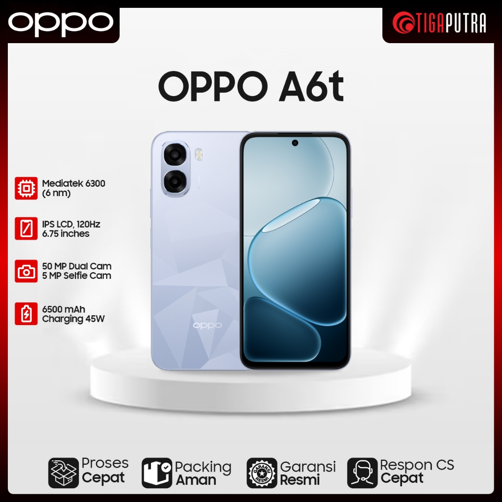 Oppo A6T (Ram 4/6GB, Rom 128GB, 15Watt SUPERVOOC, Layar Responsif Cepat 120Hz)