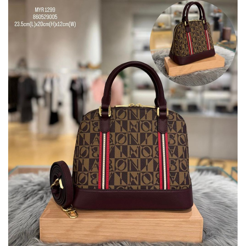 tas bonia original sling bag alma monogram maroon new arrival
