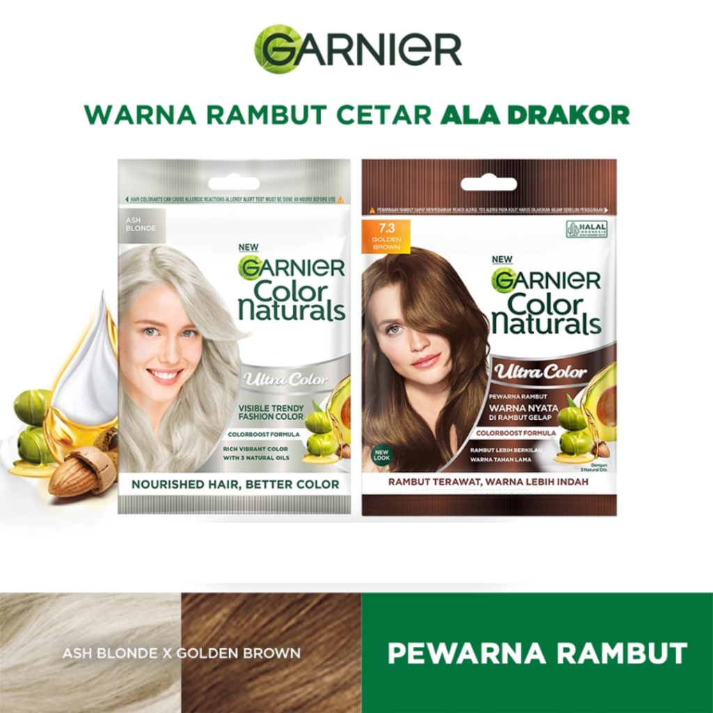 (Bundling) Garnier Color Natural Sachet Ash Blonde + 7.3 Golden Brown