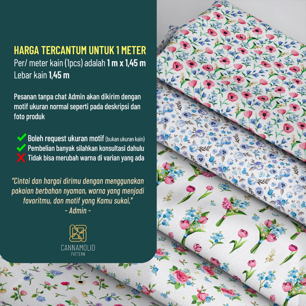 Kain Toyobo Motif BUNGA Kecil Lebar 145cm TINY FLORAL