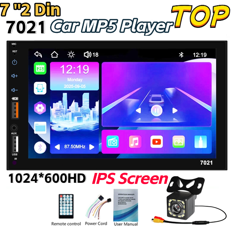(Siap,COD)Head Unit dan KAMERA Radio Mobil 7021 Double Din 7 Inci Bluetooth MP5 MP3 Player, FM/USB L