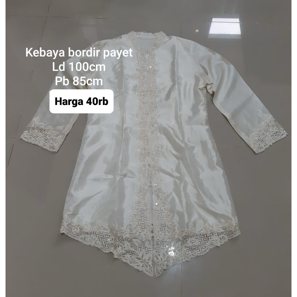 Kebaya Bordir Payet Putih