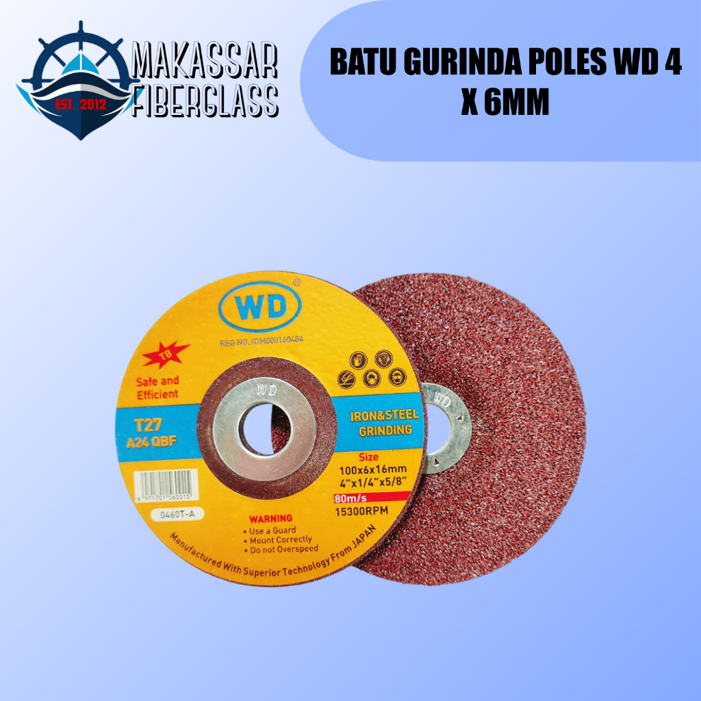 BATU GURINDA POLES WD 4" X 6MM / MATA GERINDA TEBAL GOSOK BESI