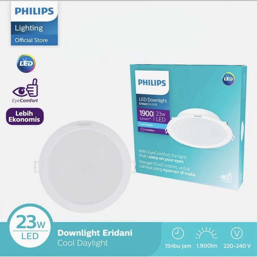 LAMPU PHILIPS DOWNLIGHT LED ERIDANI 190B 23 WATT