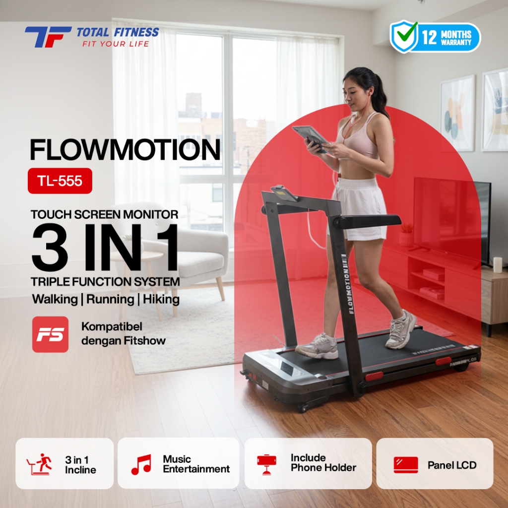 TOTAL FITNESS Walking Running Pad Treadmill Lipat Series