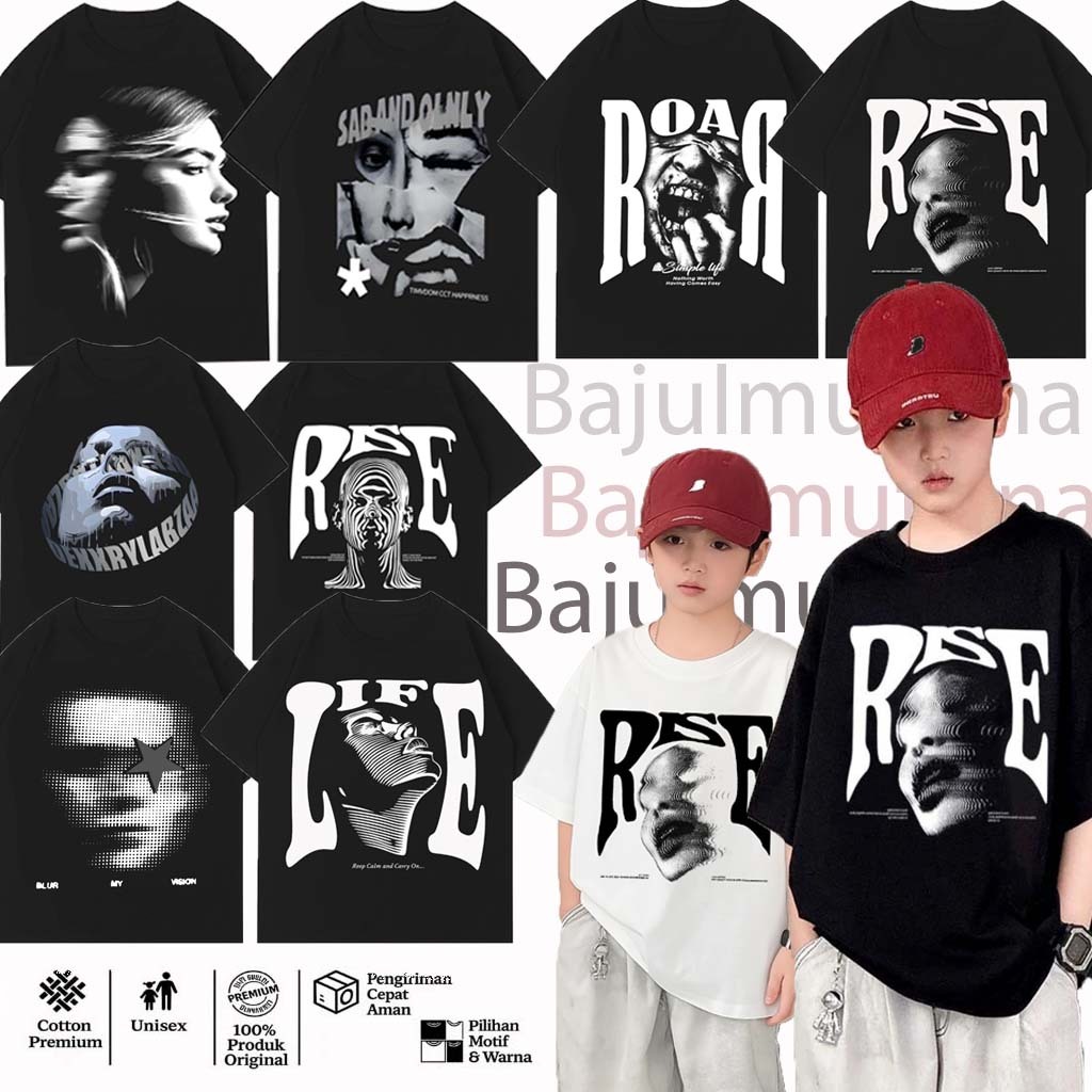 Seri Gaya Amerika Terlaris|Baju Anak Korea RIZE Kaos Anak Laki Laki 2-12 Tahun original |Kaos oblong