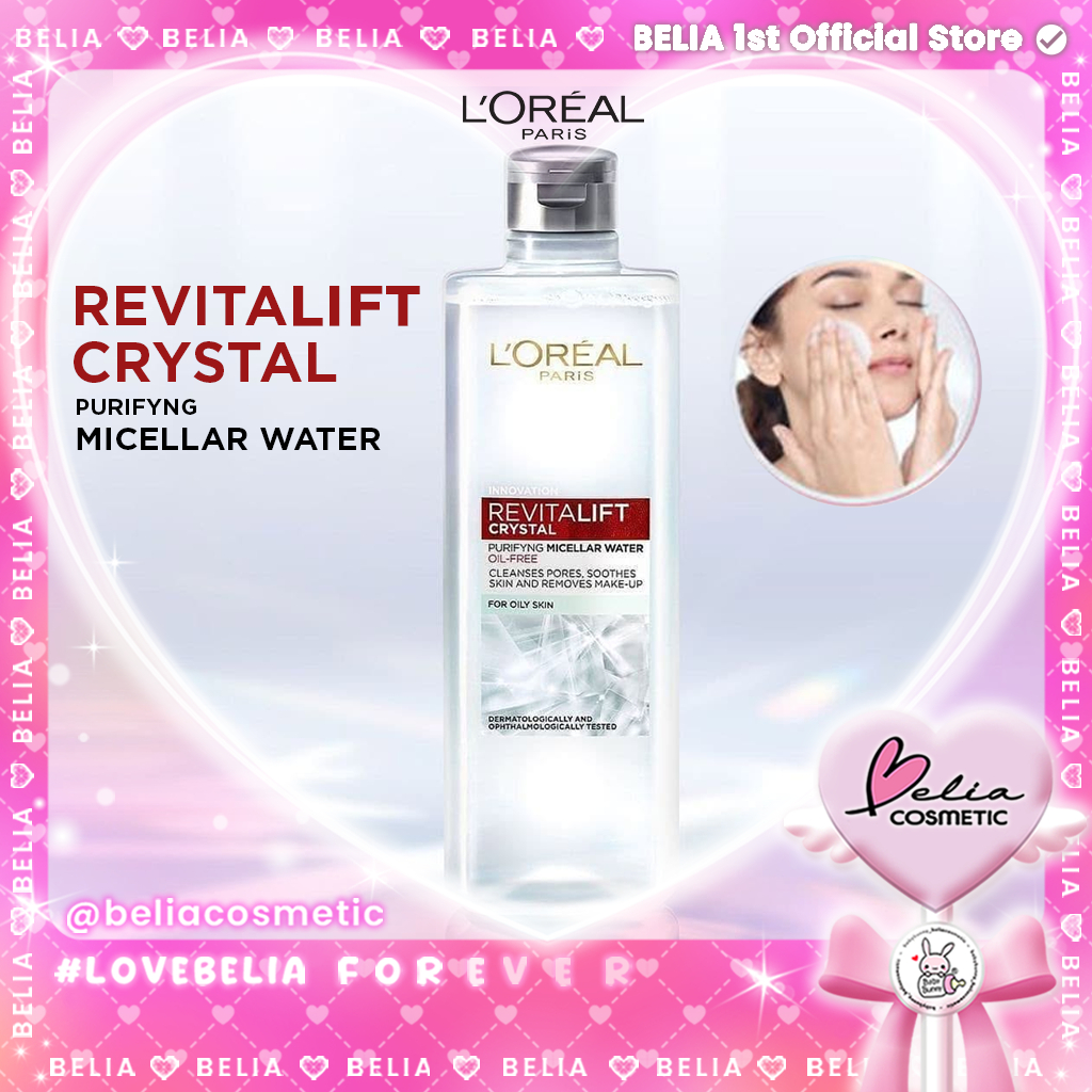 [ BELIA ] L'OREAL PARIS Revitalift Crystal Purifying Micellar Water Oil Free 95ML | Micellar Water |