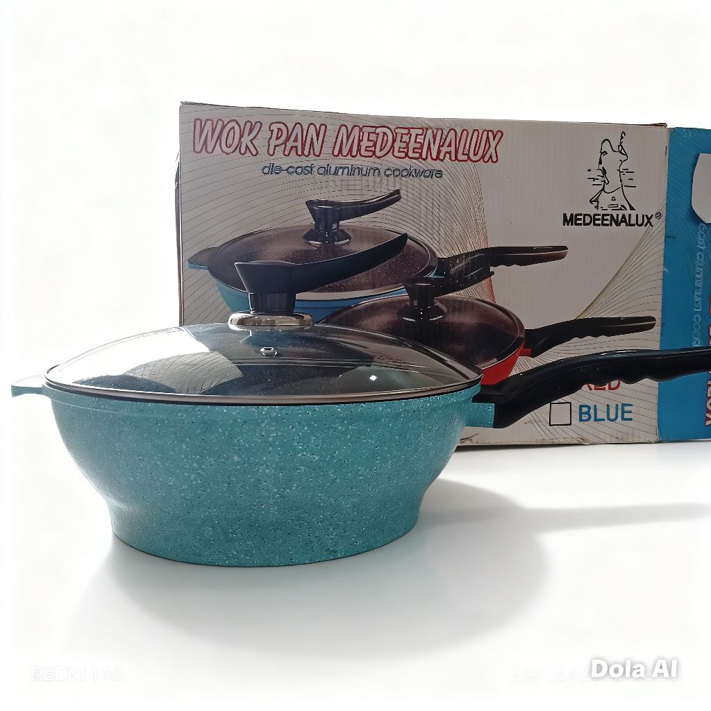 WOK PAN MEDEENALUX DIE CAST ALUMINUM COOKWARE DIAMETER 28CM