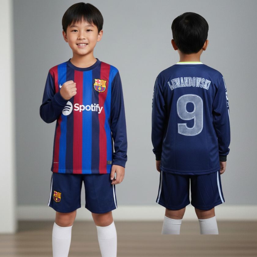 BAJU KIPER ANAK BARCELONA HIME/SETELAN BAJU BOLA KIPER BARCELONA HOME KIDS USIA 6-12THN
