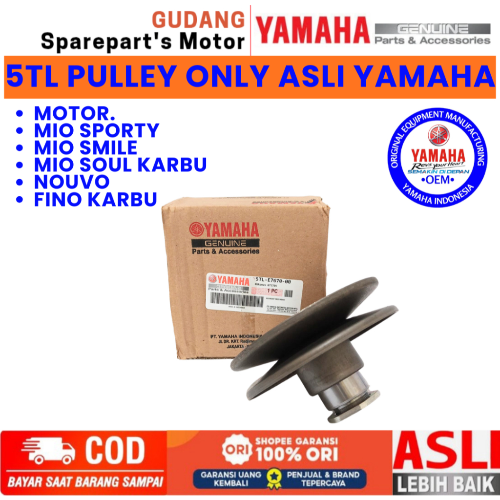 PULLEY 5TL ASLI  YAMAHA MIO KARBU,MIO SPORTY,MIO SOUL KARBU,FINO KARBU