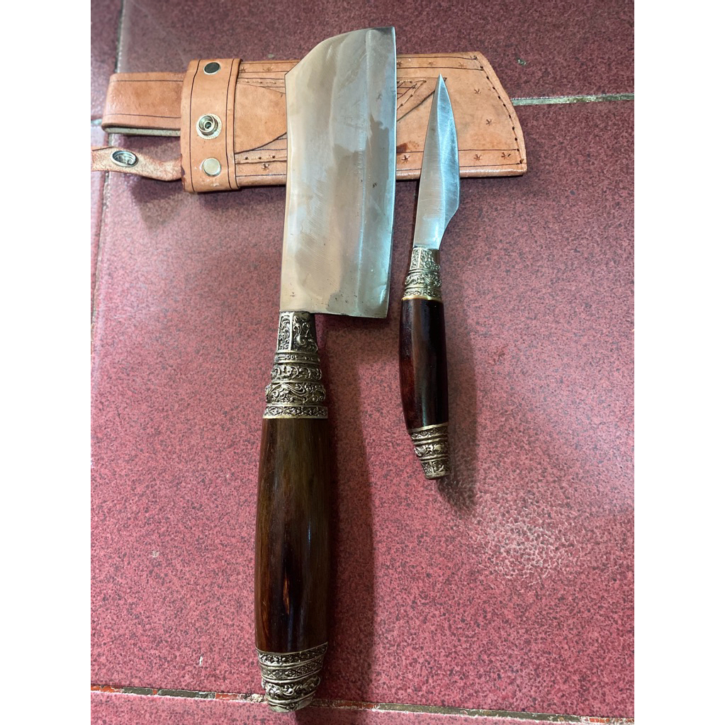 1 Set Blakas + Mutik Bungkung Ukir (Silver) lengkap dengan saung (pande)