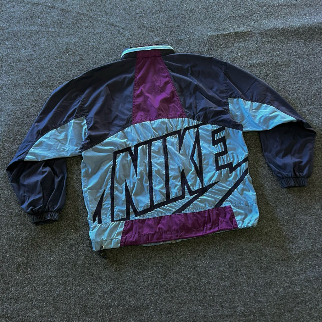 Vintage 80s Colorblok NIKE Nylon Gorpcore Jacket (Hidden Hoodie)