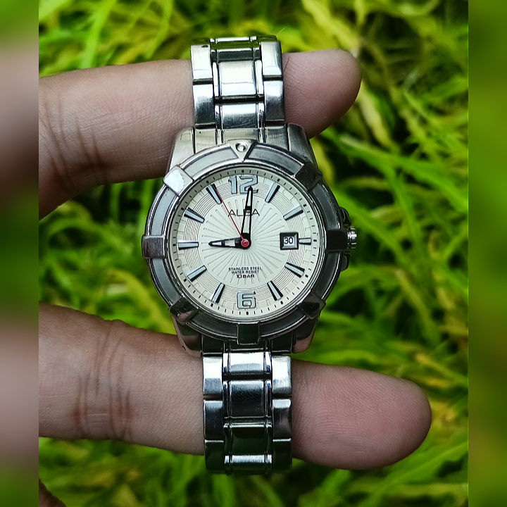 ALBA VX82-X490 White Silver Original Second | Jam Tangan Wanita Vintage Preloved