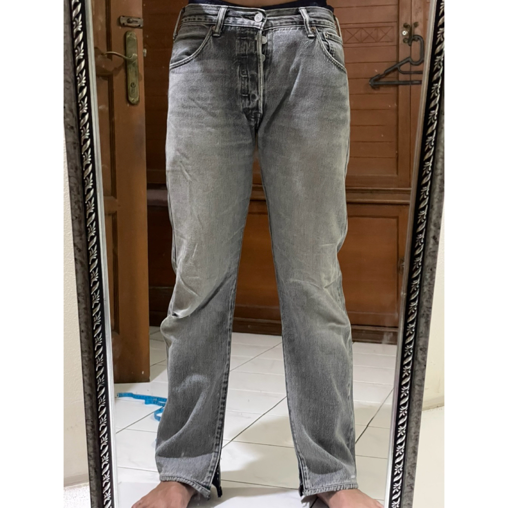 Levi's 501 Selvedge Jeans Retro Grey Wash Slim Fit (28 Resized) Original - Second