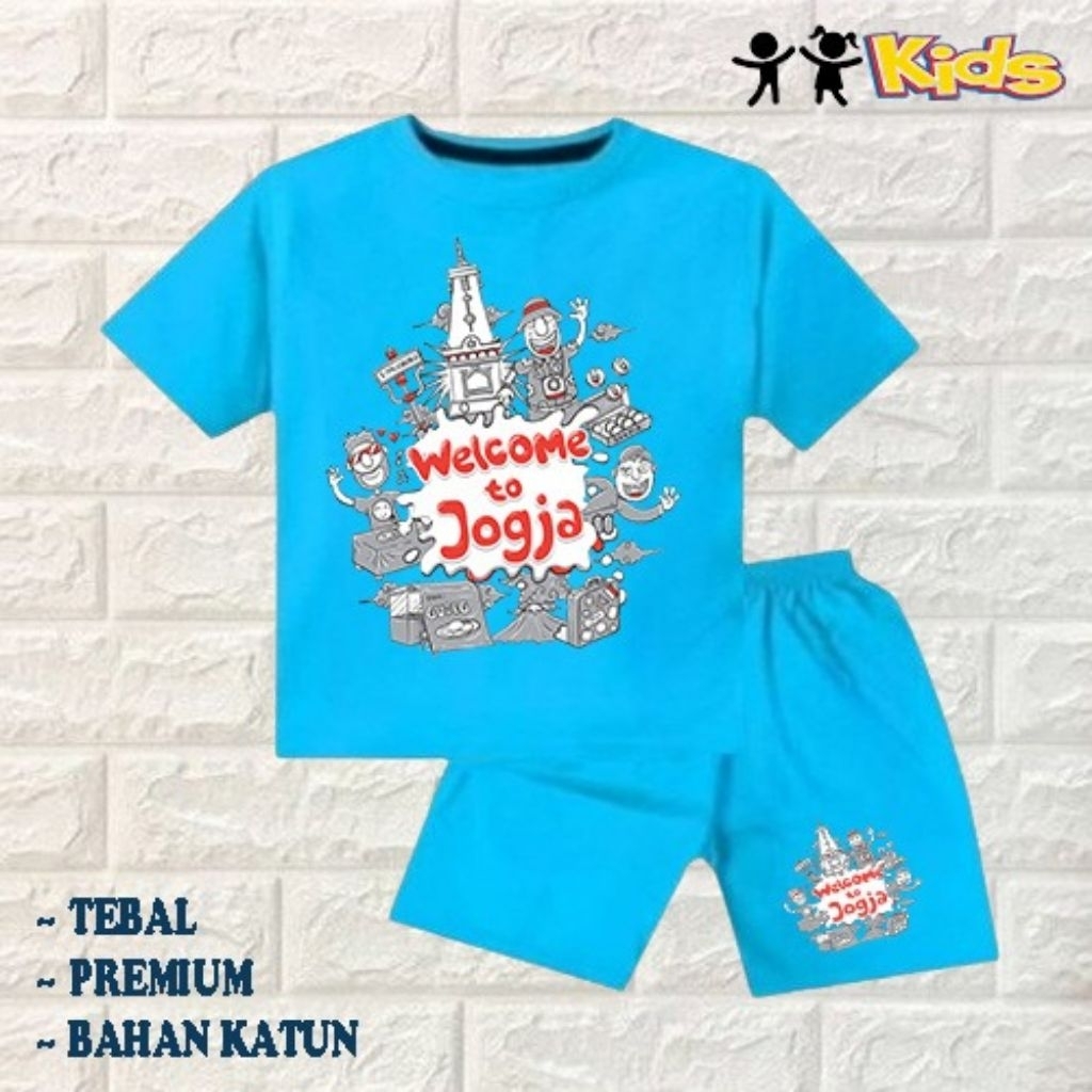 setelan baju anak laki-laki perempuan baju kaos anak laki-laki perempuan motif Jogja tradisional Mal