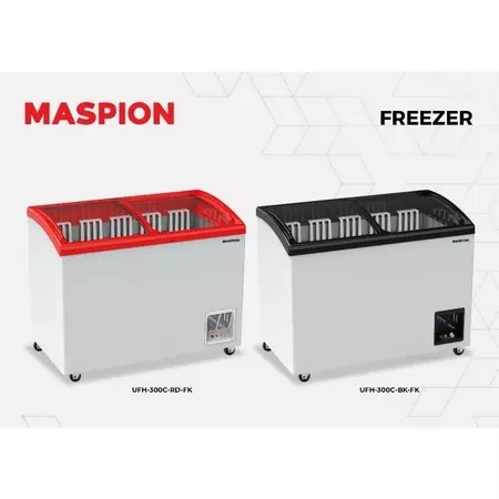 MASPION Chest Freezer Box Tutup Sliding Door Kaca Red 300 Liter UFH-300C RD Original