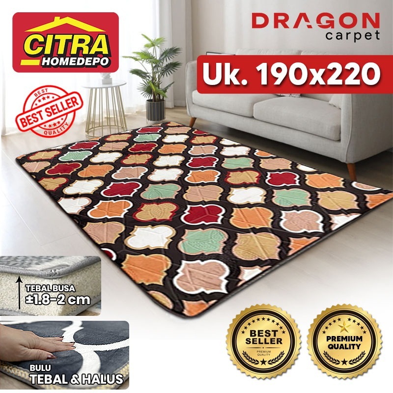 Karpet Busa Malaysia Dragon Size 190x220 Original, Tebal, Lembut & Anti Slip