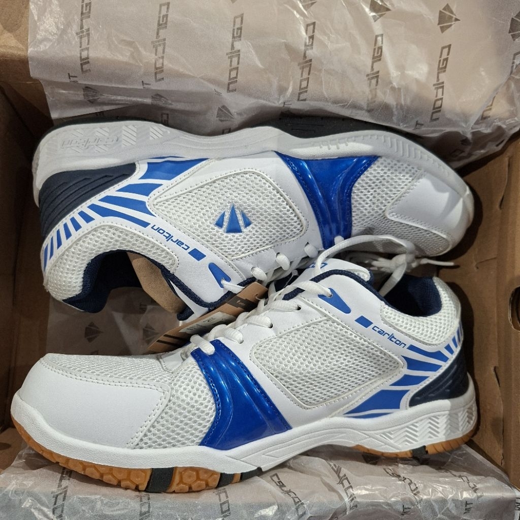 Sepatu Badminton Carlton Putih Biru Badminton Shoes Carlton White Blue