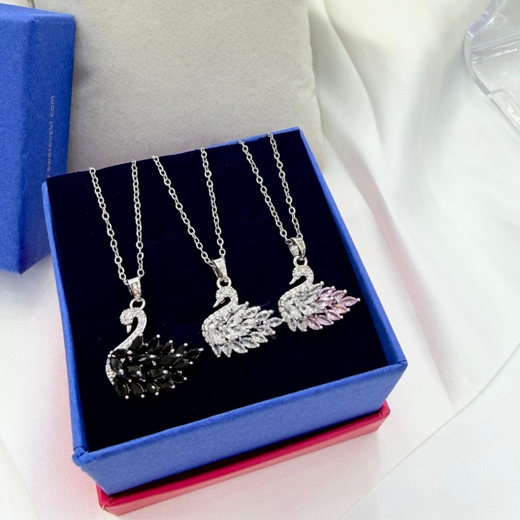 Kalung Titanium asli kilau mirip emas asli bandul angsa Premium Quality Anti karat anti alergi Kalun