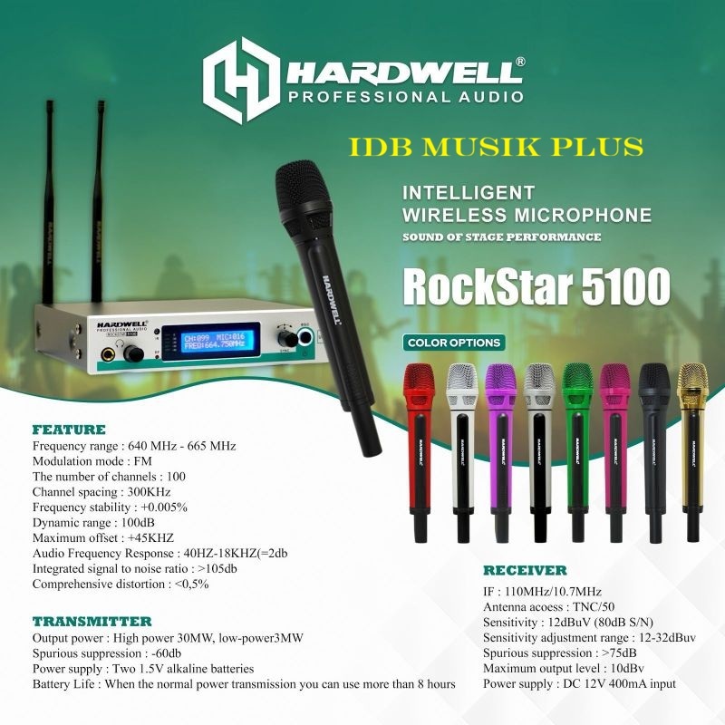 Mic Wireless Hardwell Rockstar5100 Rockstar 5100 Single Handheld Original