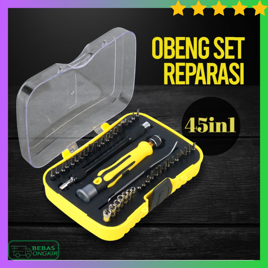 Set Obeng Service Elektronik Laptop HP Kamera 42 Mata Obeng Baja Krom Vanadium 45in1 6093