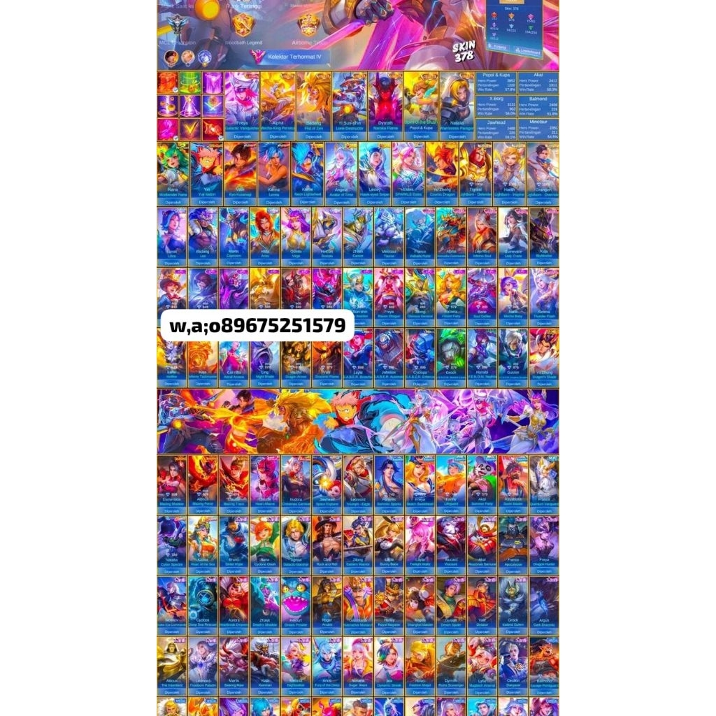 Akun mobile legends sultan terbaru skin lengkap